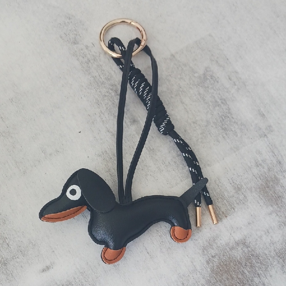 Black and Brown Dachshund Keychain Bag Charm